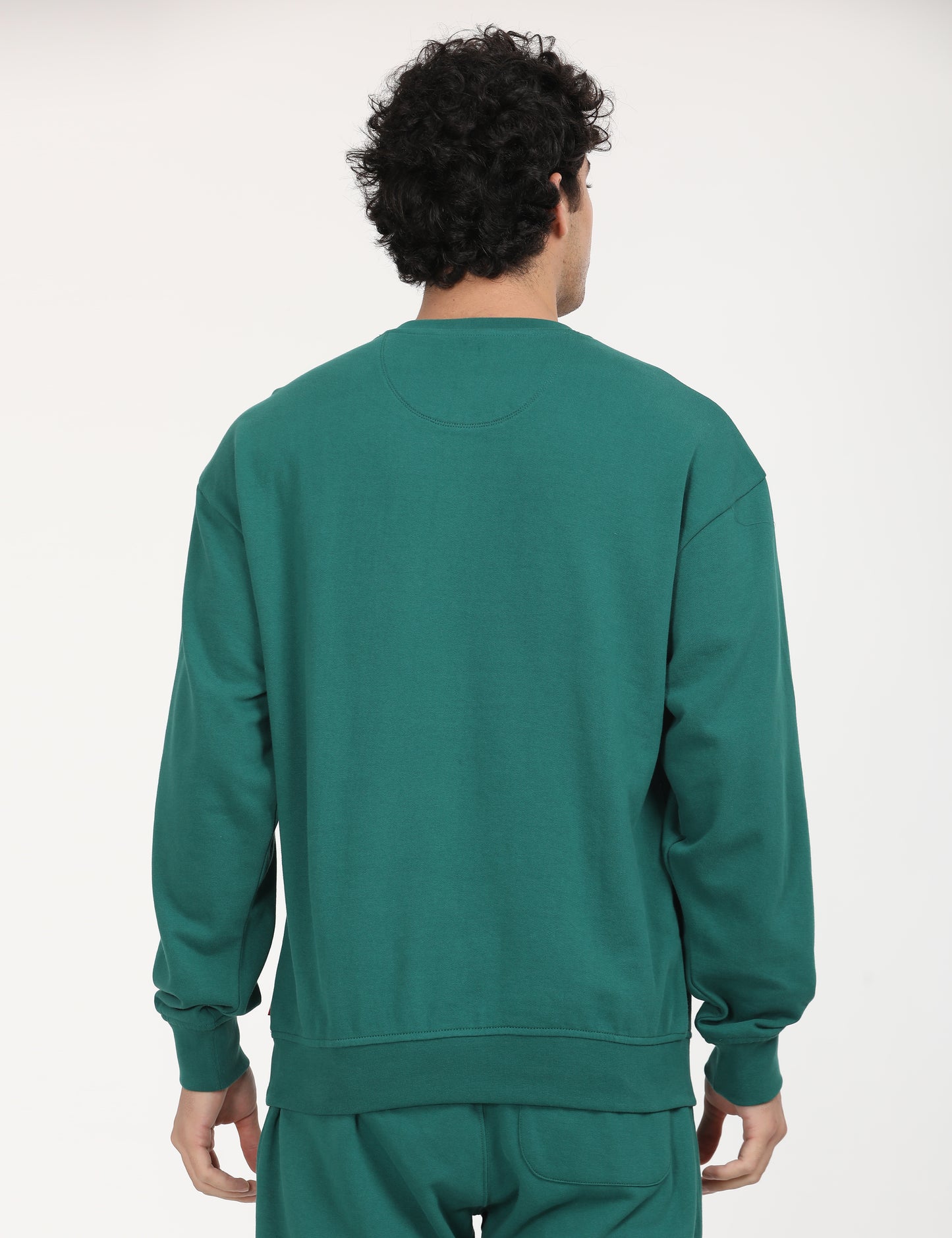 Men's Solid Green Crew Neck Sweatshirt