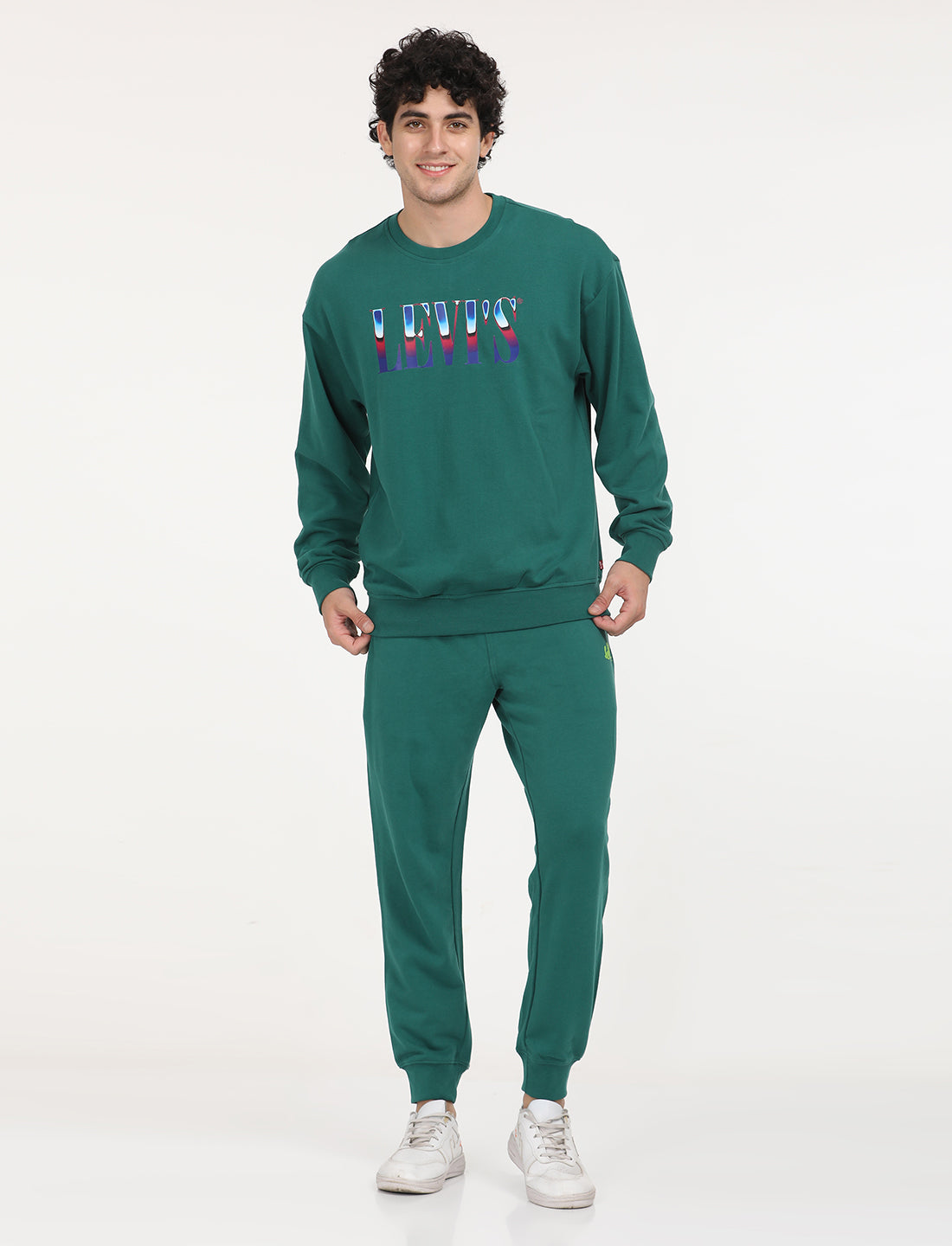 Men's Solid Green Crew Neck Sweatshirt