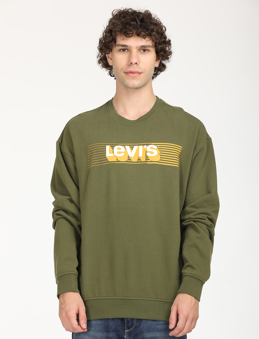 Men's Solid Green Crew Neck Sweatshirt