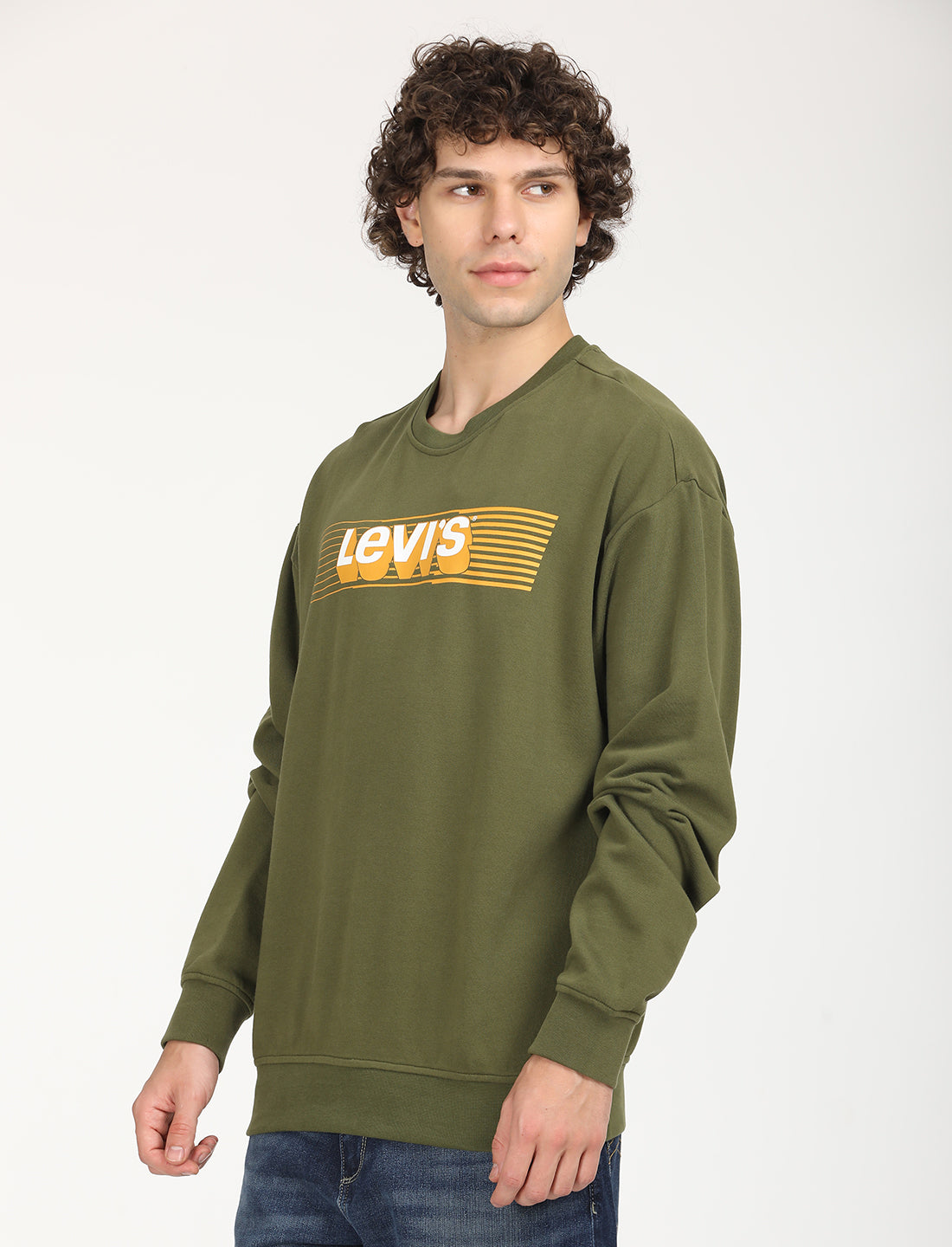 Men's Solid Green Crew Neck Sweatshirt