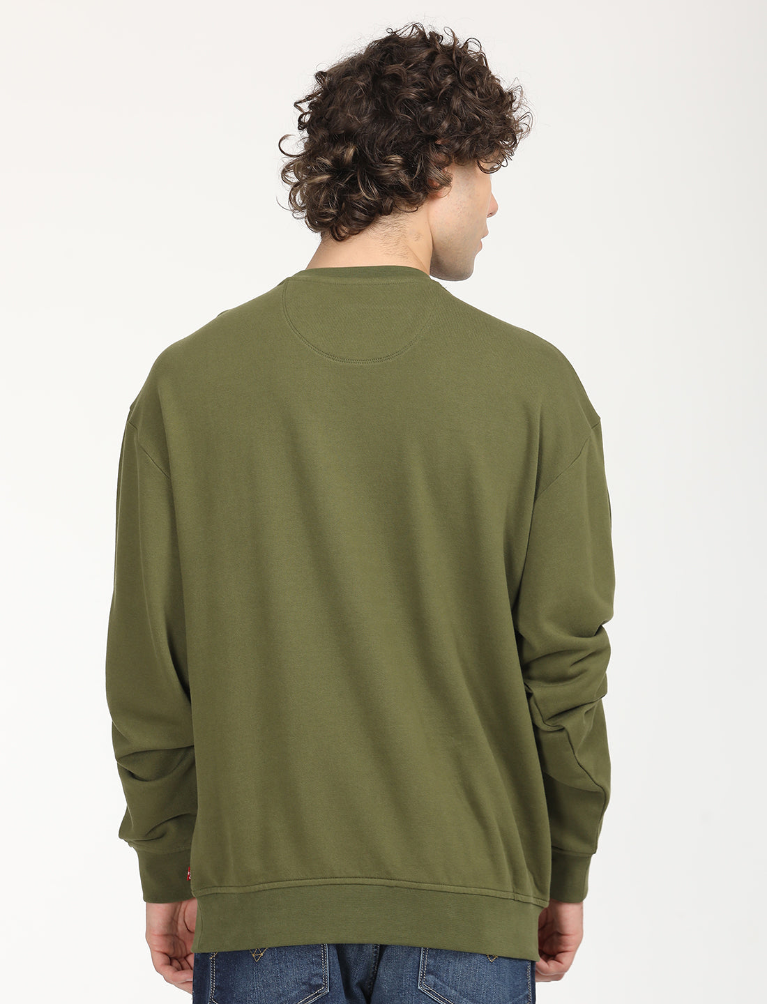 Men's Solid Green Crew Neck Sweatshirt