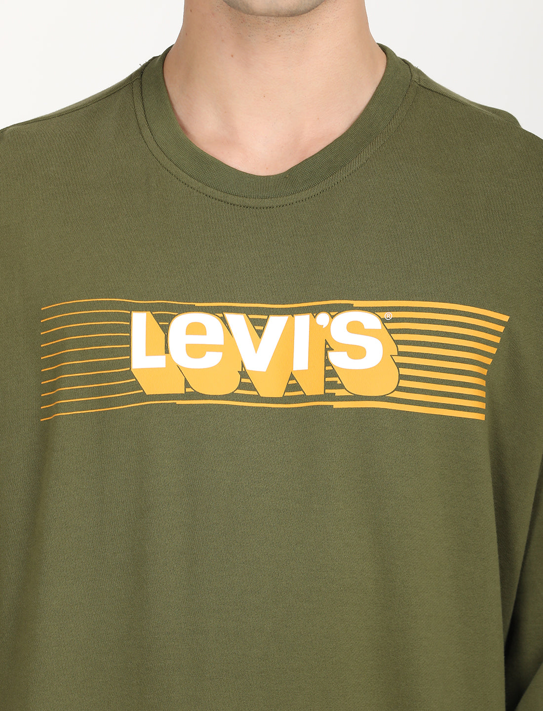 Men's Solid Green Crew Neck Sweatshirt