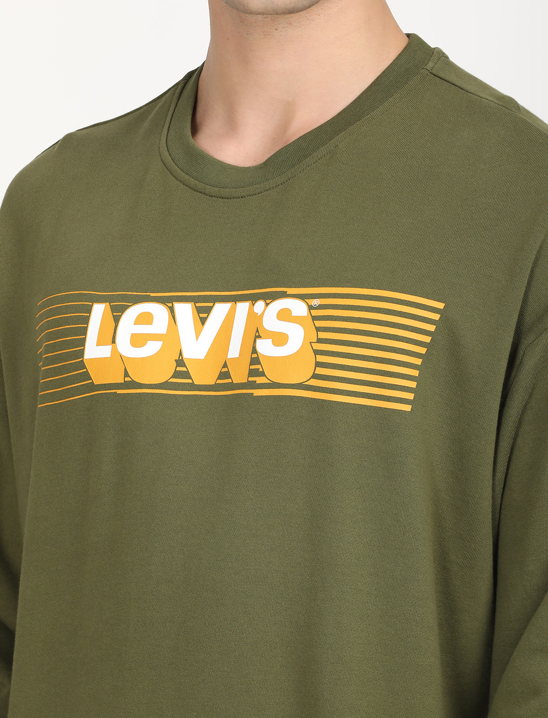 Men's Solid Green Crew Neck Sweatshirt