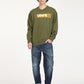 Men's Solid Green Crew Neck Sweatshirt