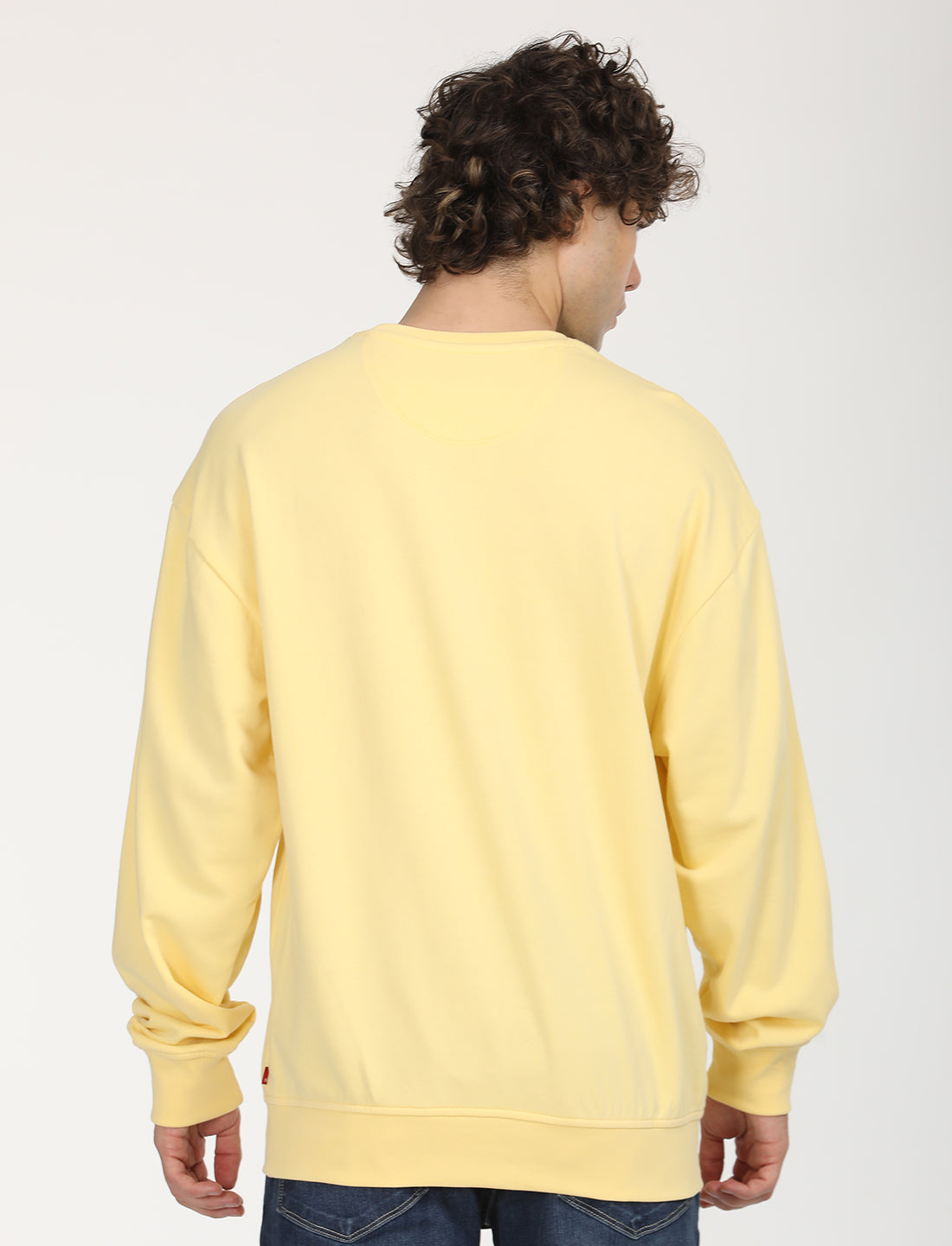 Men's Solid Yellow Crew Neck Sweatshirt