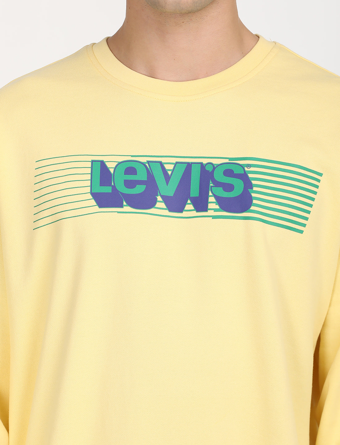 Men's Solid Yellow Crew Neck Sweatshirt