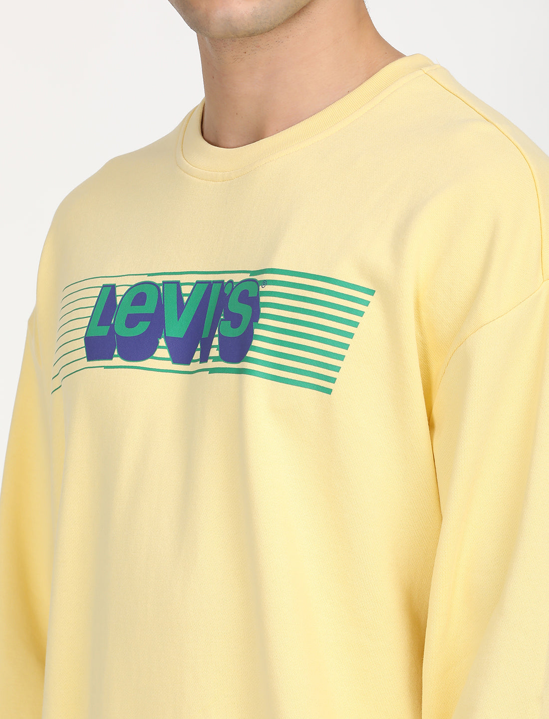 Men's Solid Yellow Crew Neck Sweatshirt