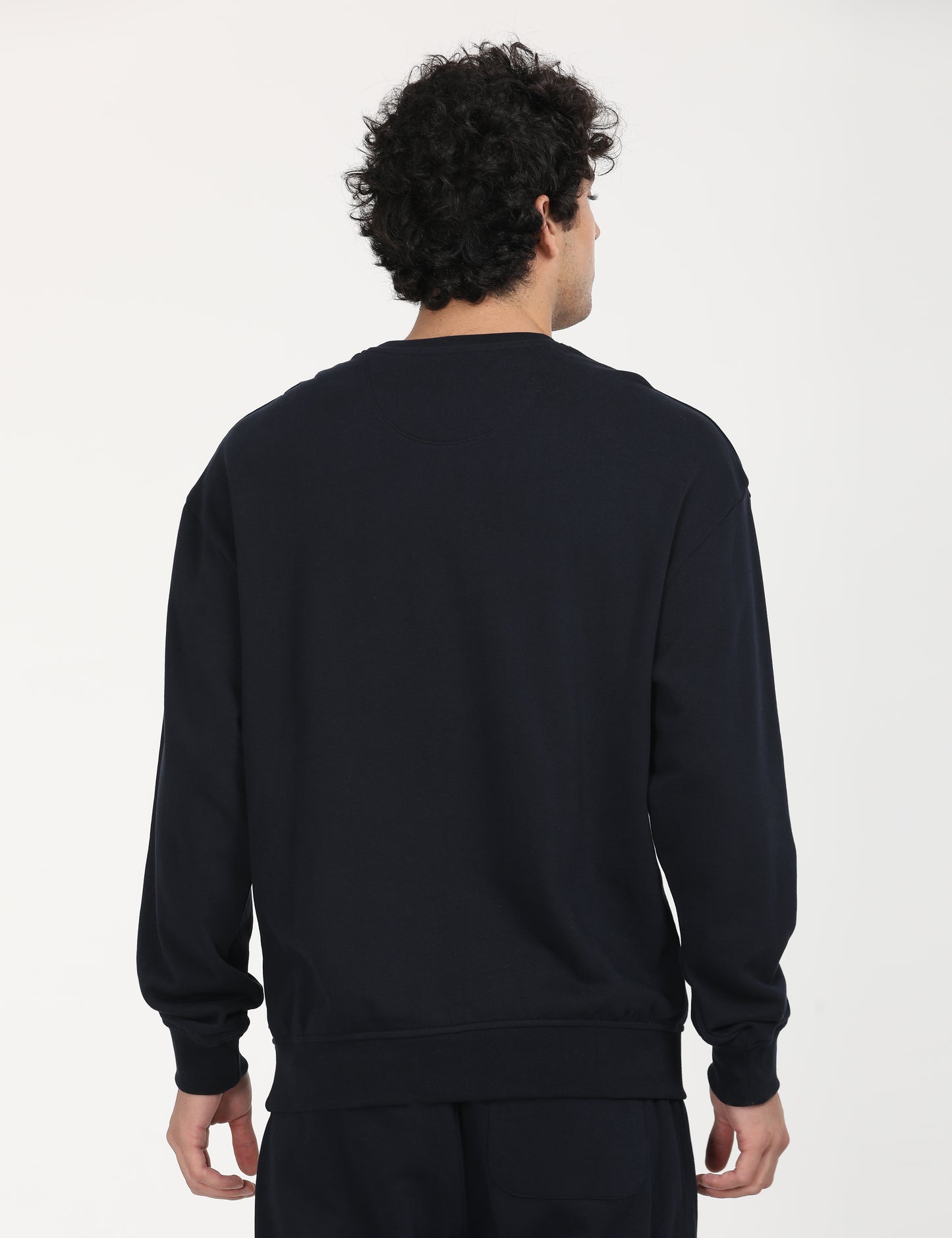 Men's Solid Navy Crew Neck Sweatshirt