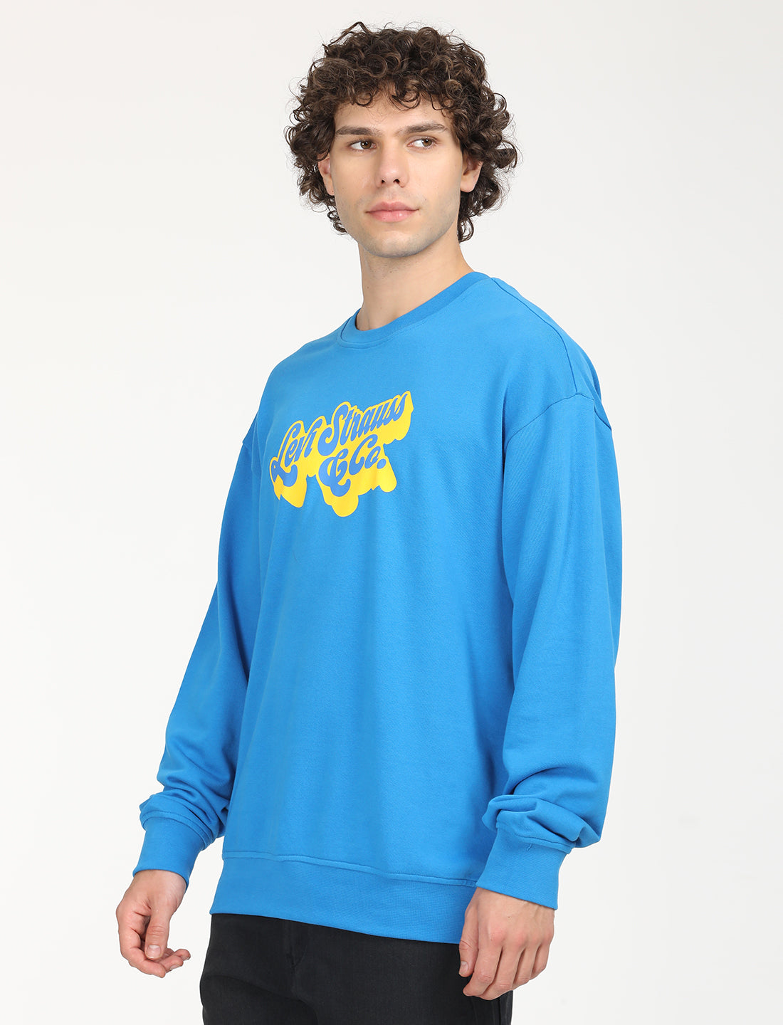 Men's Solid Dark Blue Crew Neck Sweatshirt