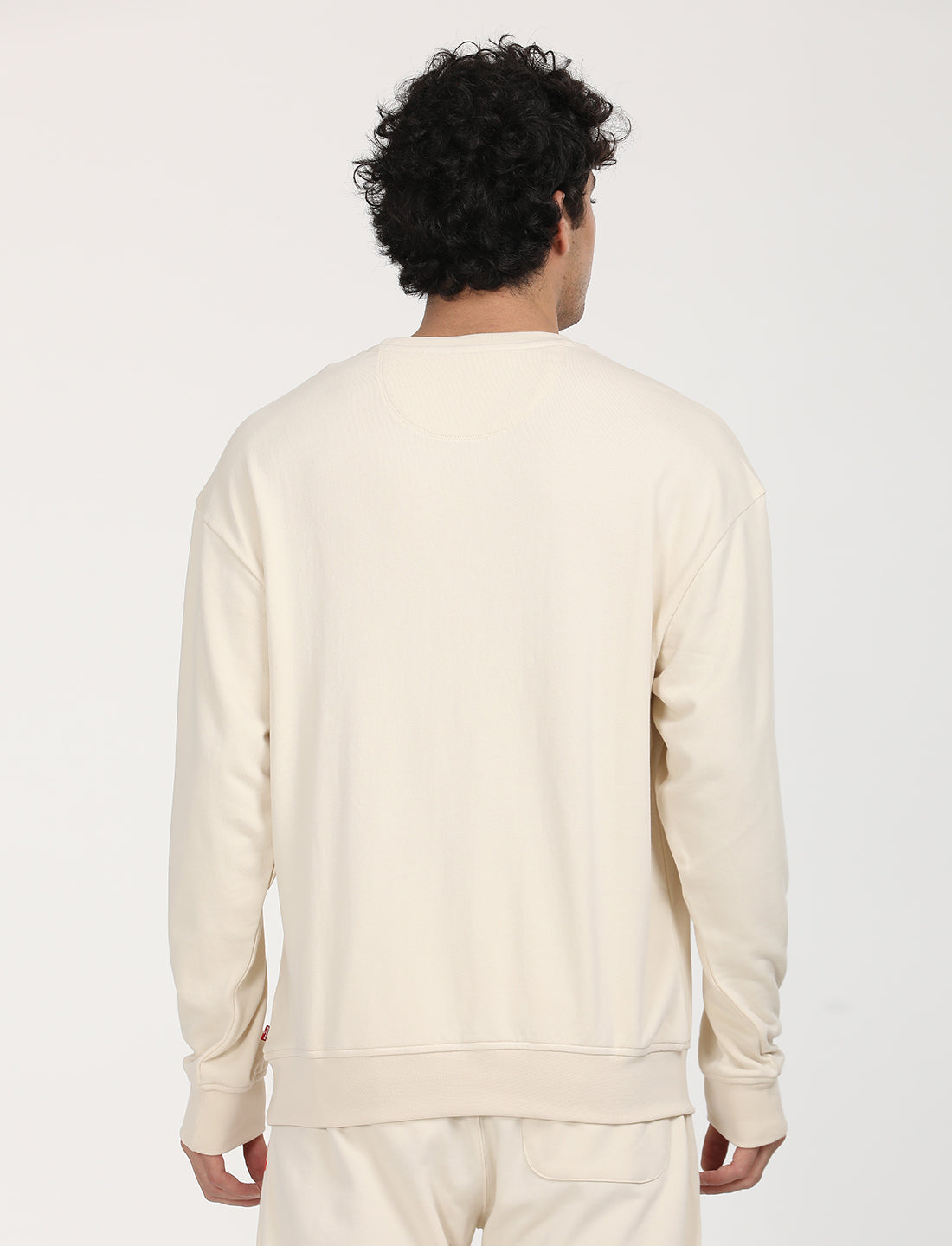 Men's Solid Beige Crew Neck Sweatshirt