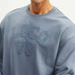 Men's Typographic Blue Crew Neck Sweatshirt - 4202b8d7-5524-428a-b9f0-03e61dbd5a7e View