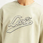Men's Brand Logo Beige Crew Neck Sweatshirt - Detail View