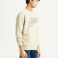 Men's Brand Logo Beige Crew Neck Sweatshirt - Side View