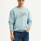 Men's Brand Logo Light Blue Crew Neck Sweatshirt - Styleshot View