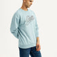Men's Brand Logo Light Blue Crew Neck Sweatshirt - Side View
