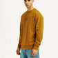 Men's Embroidered Yellow Crew Neck Sweatshirt - Side View