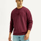 Men's Embroidered Maroon Crew Neck Sweatshirt - Styleshot View