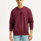 Men's Embroidered Maroon Crew Neck Sweatshirt - Front View