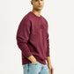 Men's Embroidered Maroon Crew Neck Sweatshirt - Side View