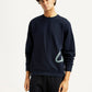 Men's Graphic Print Navy Crew Neck Sweatshirt - Styleshot View