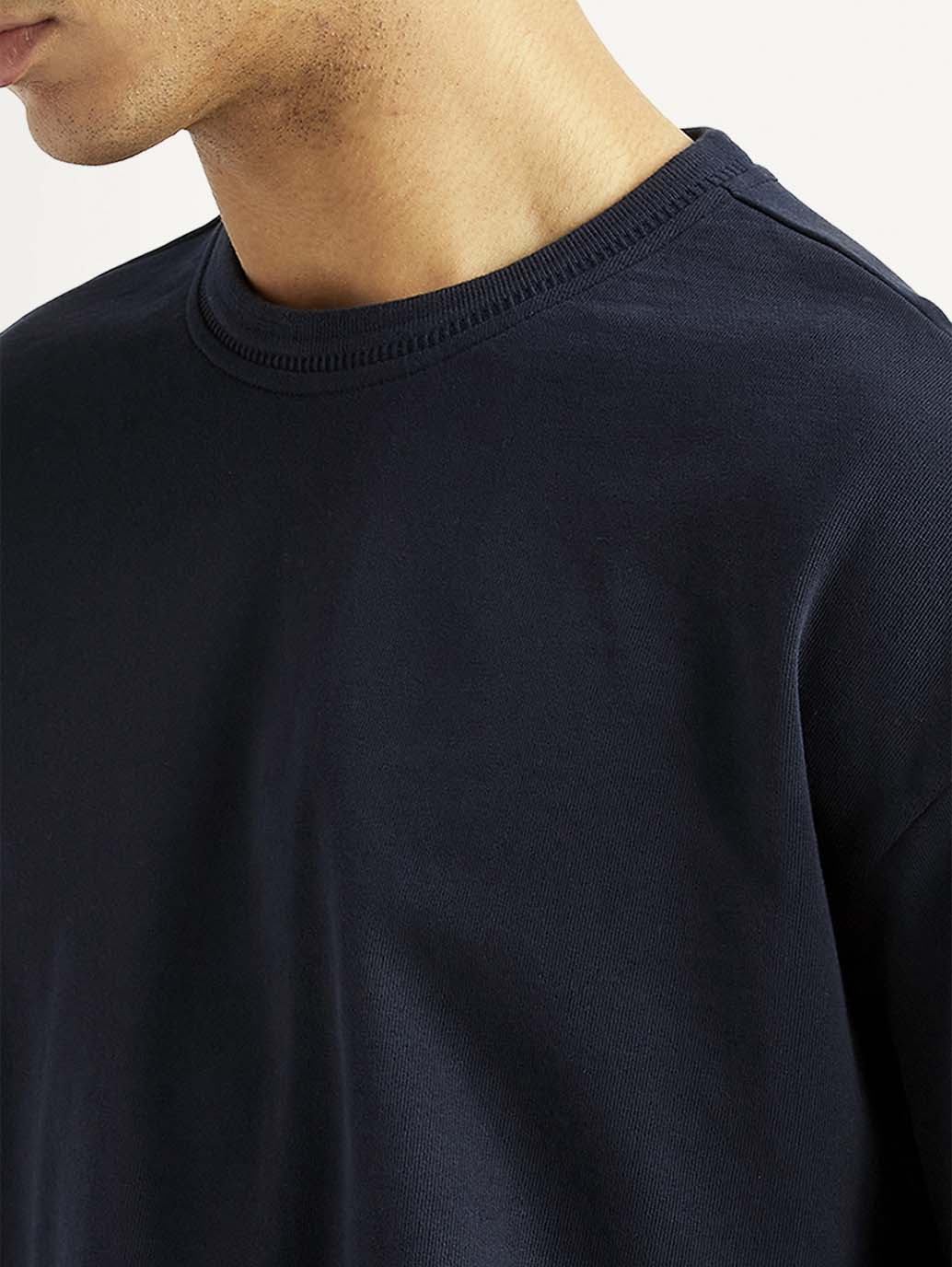 Men's Graphic Print Navy Crew Neck Sweatshirt - Detail View