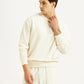 Men's Solid Off White Crew Neck Sweatshirt - Styleshot View