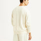 Men's Solid Off White Crew Neck Sweatshirt - Back View