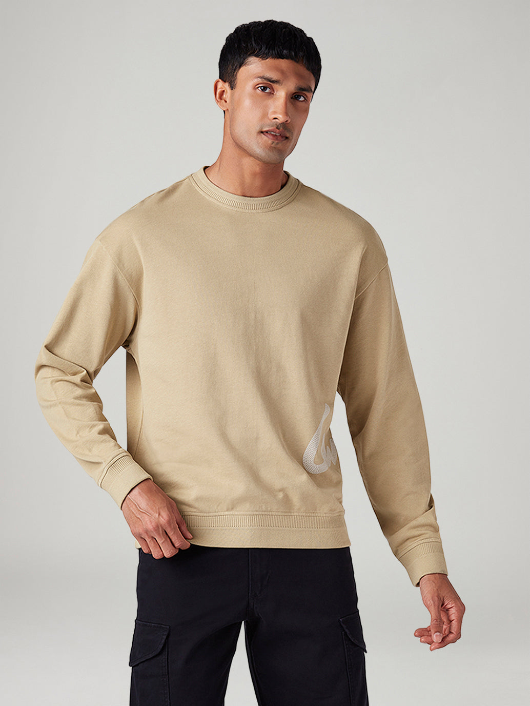 Men's Solid Regular Fit Sweatshirt - Front View