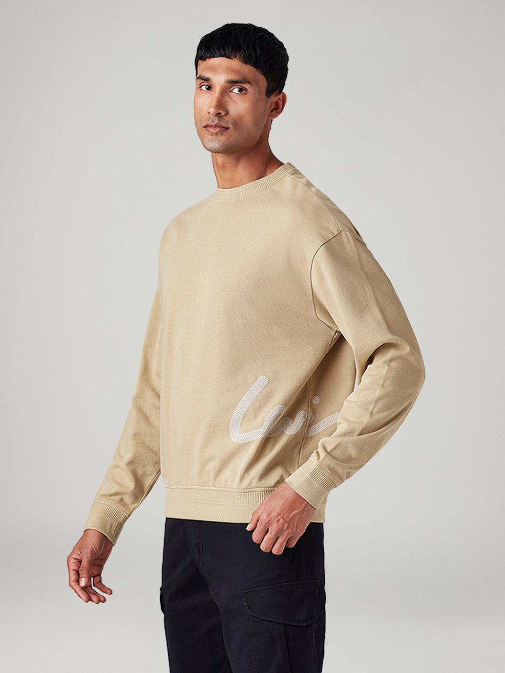 Men's Solid Regular Fit Sweatshirt - Side View