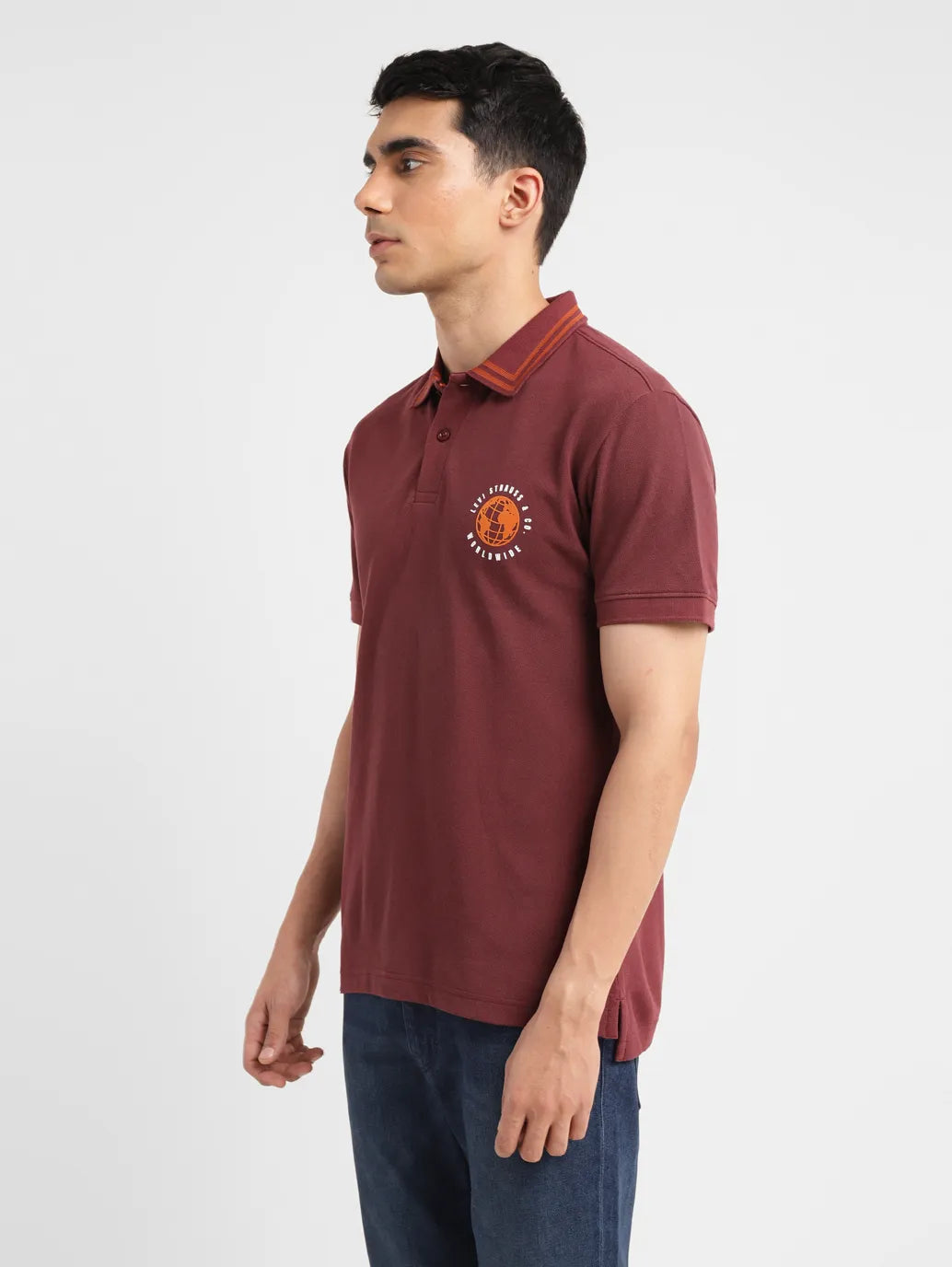 Men's Solid Slim Fit Polo T-shirt