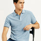 Men's Solid Light Blue Slim Fit Polo T-shirt - Elevated View