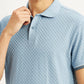 Men's Solid Light Blue Slim Fit Polo T-shirt - Detail View