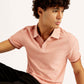 Men's Redloop Textured Pink Slim Fit Polo T-shirt - Elevated View