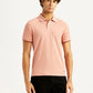 Men's Redloop Textured Pink Slim Fit Polo T-shirt - Front View