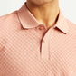 Men's Redloop Textured Pink Slim Fit Polo T-shirt - Detail View