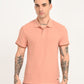 Men's Redloop Textured Pink Slim Fit Polo T-shirt - frount View