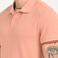 Men's Redloop Textured Pink Slim Fit Polo T-shirt - deatil View