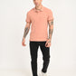 Men's Redloop Textured Pink Slim Fit Polo T-shirt - 6 View