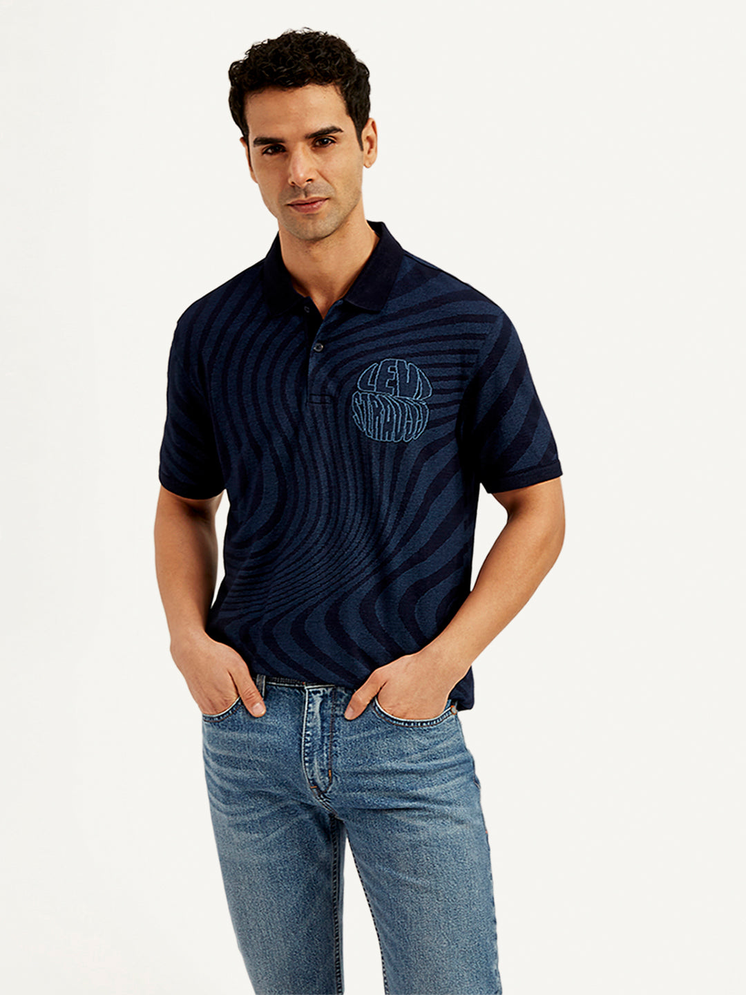 Men's Abstract Print Slim Fit Polo T-Shirt
