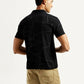 Men's Abstract Black Slim Fit Polo T-Shirt - Back View