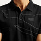Men's Abstract Black Slim Fit Polo T-Shirt - Detail View