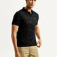 Men's Abstract Black Slim Fit Polo T-Shirt - Side View