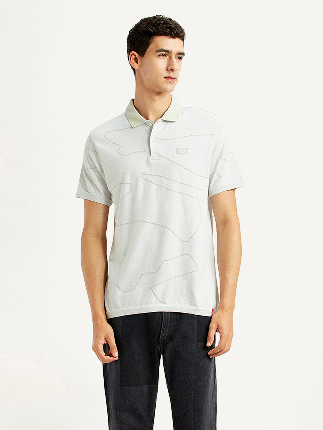 Men's Solid White Slim Fit Polo T-shirt - Front View