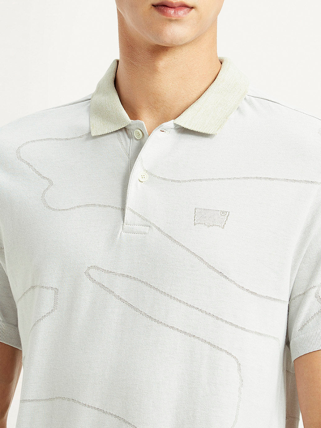 Men's Solid White Slim Fit Polo T-shirt - Detail View