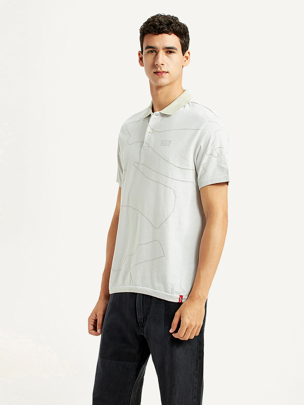 Men's Solid White Slim Fit Polo T-shirt - Side View