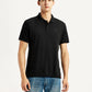 Men's Brand Logo Black Slim Fit Polo T-shirt - Front View
