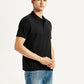 Men's Brand Logo Black Slim Fit Polo T-shirt - Side View