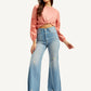 Women's High Rise Ribcage Light Blue Bell Bottom Jeans