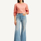 Women's High Rise Ribcage Light Blue Bell Bottom Jeans