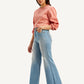 Women's High Rise Ribcage Light Blue Bell Bottom Jeans